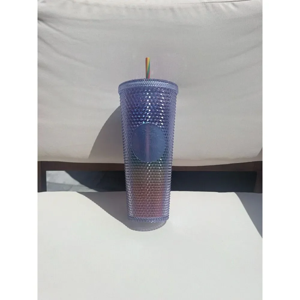 NWT Starbucks Sofie Birkin Purple Rainbow Studded 24 oz Venti Tumbler With Straw